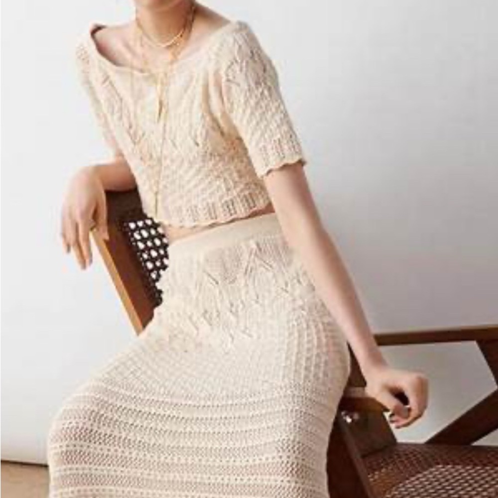 NEW ba&sh creme knit maxi skirt and top